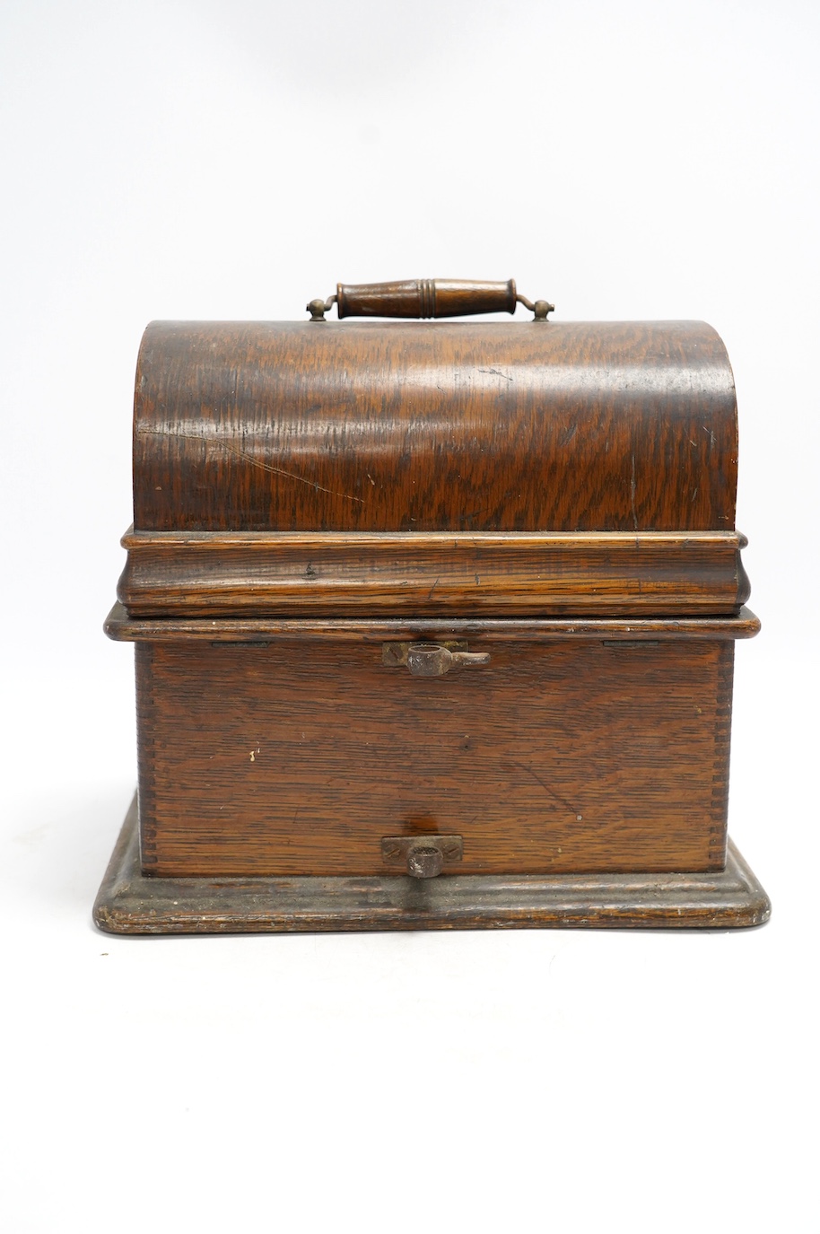 An oak cased Edison Standard phonograph, 28.5cm high. Condition - fair